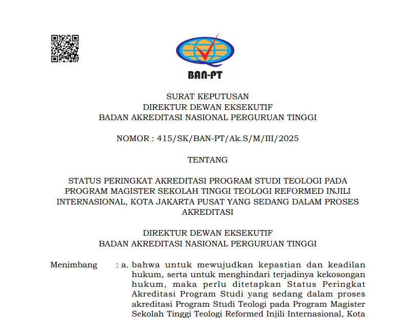 Sertifikat Akreditasi Akreditasi Program Magister
